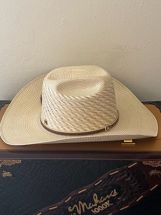 Rock'Em Accessories - Rick’Em Natural Straw Western Hat with Brown Leather Band and star detail size 7